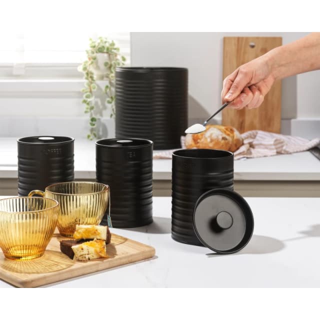 Russell Hobbs 4pc Ribbed Canister Storage Set Storage Jars One Size Black 94411203000