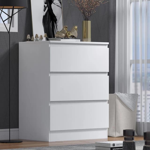 FWStyle FWStyle 3 Drawer Matt White Chest Of Drawers Scratch Resistant White One Size Unisex 5056413129987