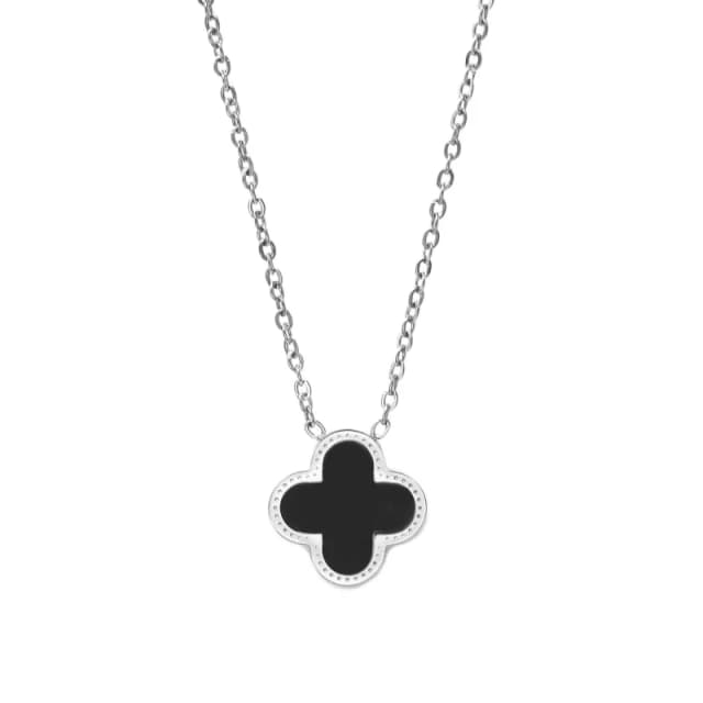 Say It With Clover Necklace Silver & Black Size: 18" Silver Unisex 18"