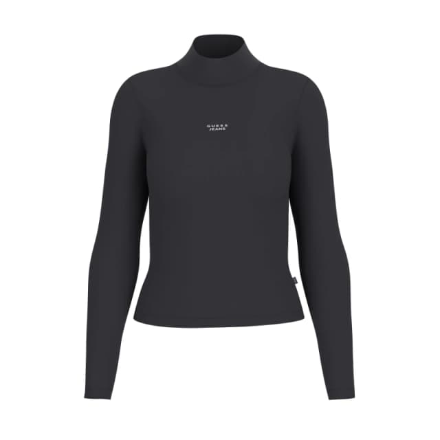 Guess Womens Roll Neck Long Sleeve T-Shirt Jet Black A996 female 8 (XS)
