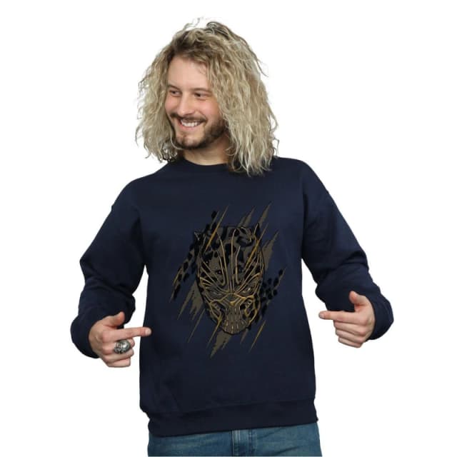 Marvel Marvel Men Black Panther Gold Head Sweatshirt in Navy Size: Small Navy S Male 5057736577639