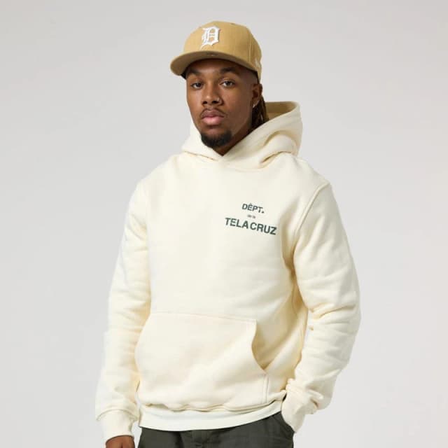 TELA CRUZ Mens Over the Head Hoodie OTH Hoodies X Small Cream 53333369310