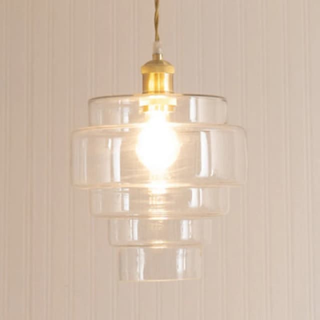 ValueLights ValueLights Lane Glass 5 Tier Layered Easy Fit Ceiling Pendant Lamp Shade with LED Bulb in Clear Clear One Size Unisex 5059406065606