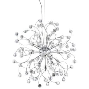 24 Light Ceiling Pendant Chrome with Crystals, G4 Bulb