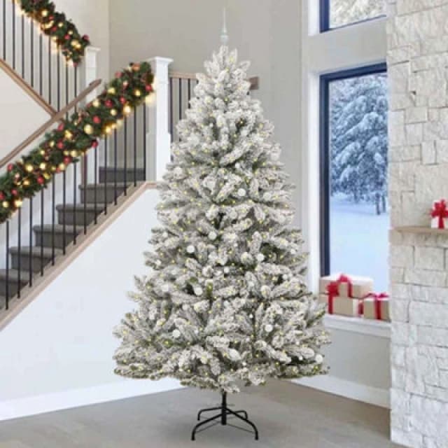 vidaXL Artificial Christmas Tree with White Balls Green and White 300cm PVC and Metal, Green 3395787