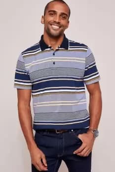 Short Sleeve Birdseye Stripe Polo Shirt