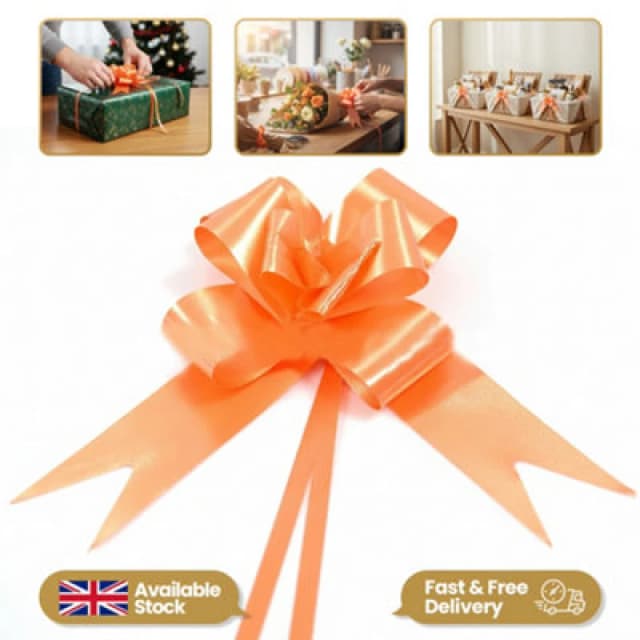 Shatchi Large 50mm/5cm Ribbon Pull Bows for All Occation Decoration , Orange, 10PK Orange unisex