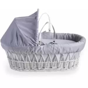 Cotton Dream White Wicker Moses Basket - Grey - Grey - Clair De Lune