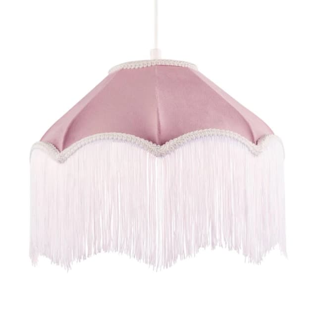 Happy Homewares Classic Chic Victorian Shape Pendant Light Shade in Blush Pink Velvet Pink Unisex