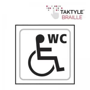 Disabled WC Graphic’ Sign; Self Adhesive Taktyle; White