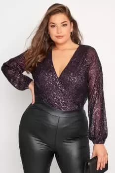Sequin Embellished Wrap Bodysuit