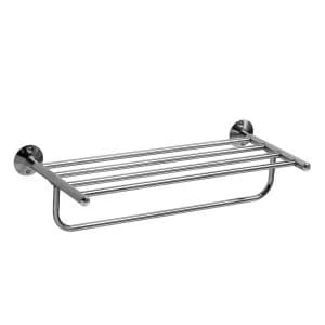 Premier Housewares Wall Mountable Towel Shelf with Hanging Rail - Chrome