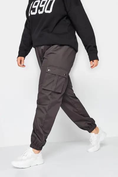 Yours Cuffed Cargo Trousers Charcoal
