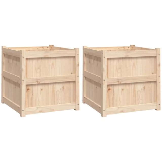 vidaXL Garden Planters 2 pcs Solid Wood Pine, Brown 837425
