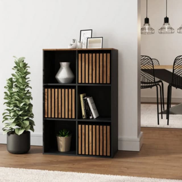 GFW Kube 2x3 Black and Walnut Shelf Storage Cube
