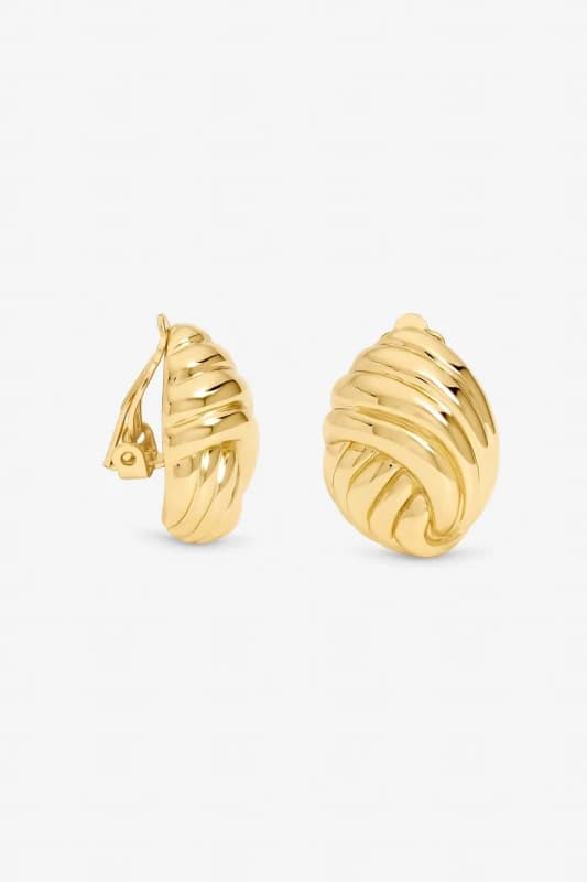 Jon Richard Womens Gold Plated Shell Clip Earrings Gold Female One Size