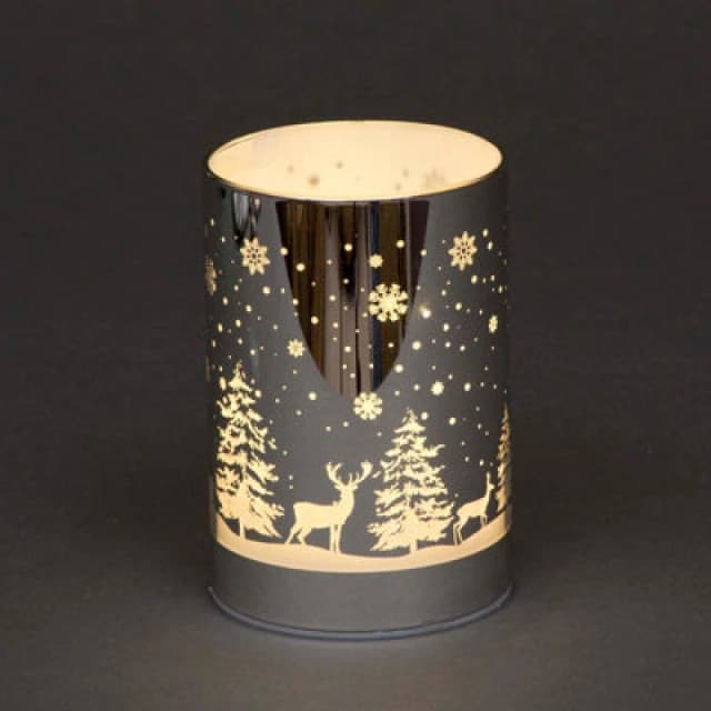 Shatchi 13cm Christmas Decorated Vase Table Forest Scene Silver Silver