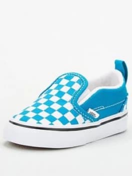Vans Slip-On V Checkerboard Toddler Plimsolls - Blue/White