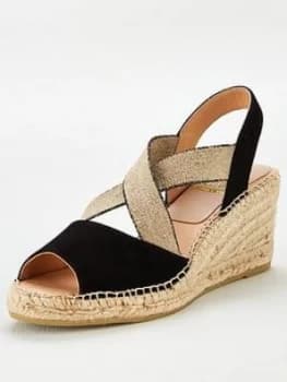 Kanna Ante Wedge Espadrille Sandal - Black