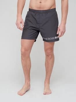 BOSS Dolphin Swim Shorts - Charcoal , Charcoal, Size S, Men