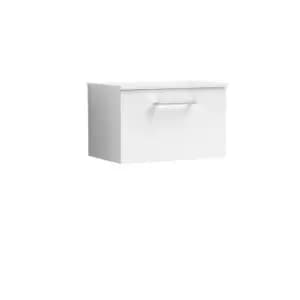 Nuie Arno 600mm Wall Hung 1 Drawer Vanity & Worktop Gloss White