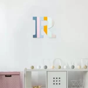 Alphabet R Multicolor Decorative Wooden Wall Accessory