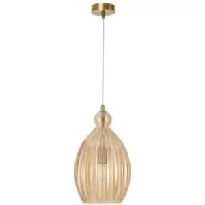 Netlighting Merano Fontana Dome Pendant Ceiling Light Brass Metal Champagne Glas