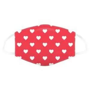Red with White Hearts Reusable Face Covering - Large
