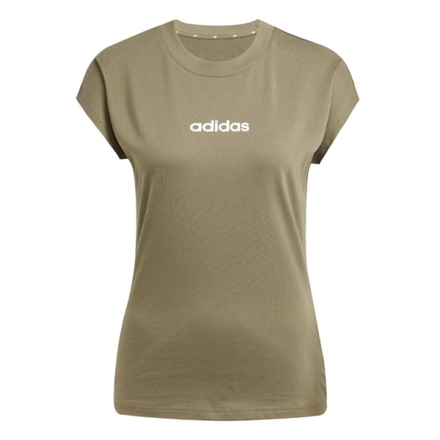 adidas Essentials Linear Cotton T-Shirt Womens Olive female M (12-14)