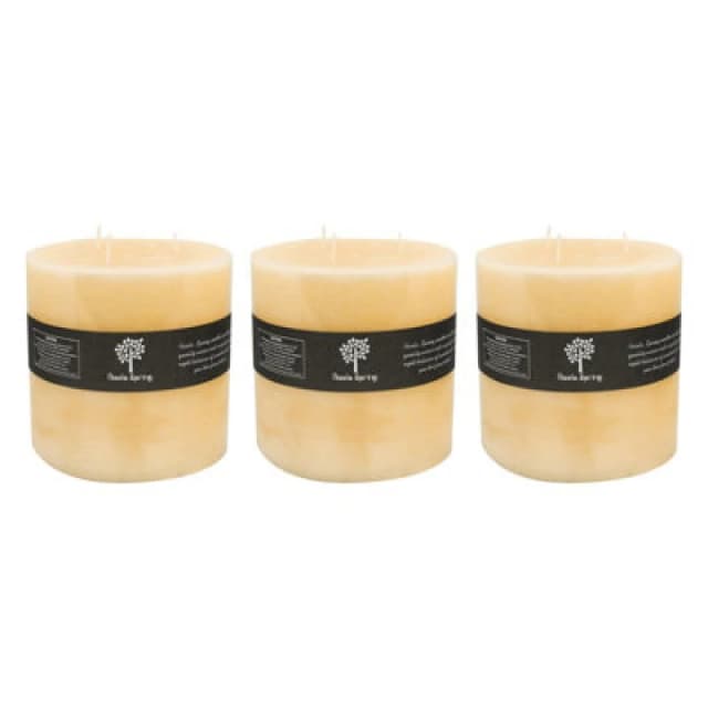 Nicola Spring Round 3 Wick Vanilla Pillar Candles - 130 Hours - Cream - Pack Of 3