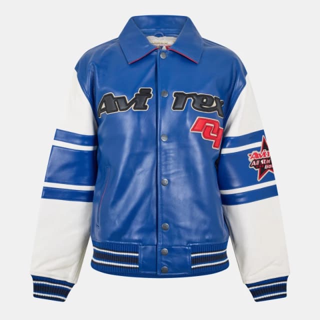 Avirex Mens Star/Stripes Varsity Jacket Mazarine Blue male Small