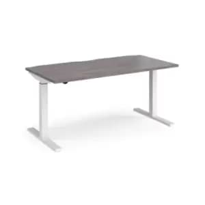 Elev8 Mono straight sit-stand desk 1600mm x 800mm - white frame and grey oak top