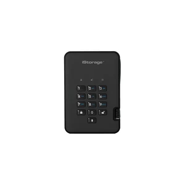 iStorage diskAshur2 2TB Mobile External Hard Drive in Black - USB3.0