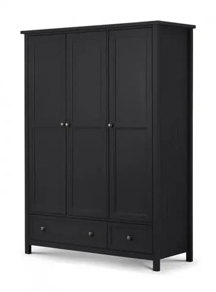 Julian Bowen Maine Anthracite 3 Door 2 Drawer Wardrobe