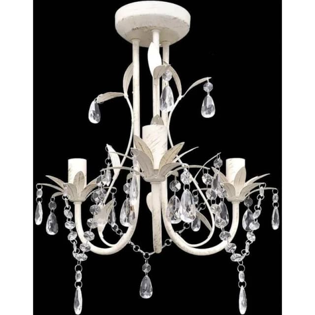 VIDAXL Crystal Pendant Ceiling Lamp Chandelier Elegant White Vidaxl 240686fr