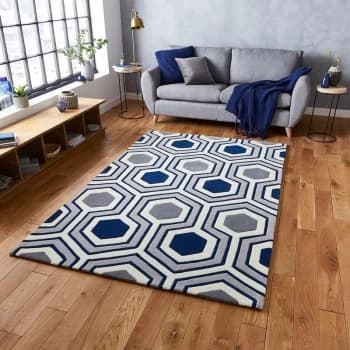 HK 3661 Grey Navy 120cm x 170cm Rectangle - Blue and Grey and Navy