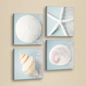 4KAR003 Blue White Cream Decorative PU Leather Painting (4 Pieces)