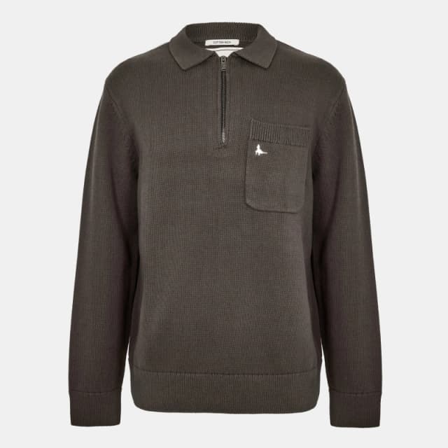 Jack Wills Long Sleeve Zip Knit Polo Iron male S