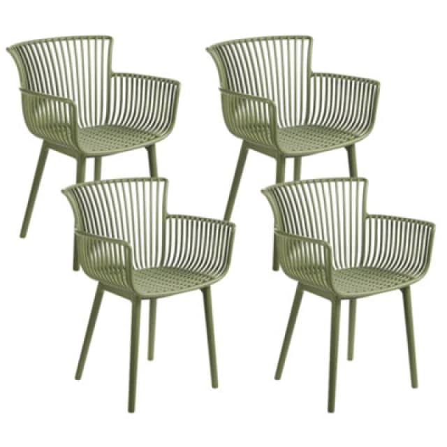 Beliani Set Of 4 Garden Chairs Pesaro Green