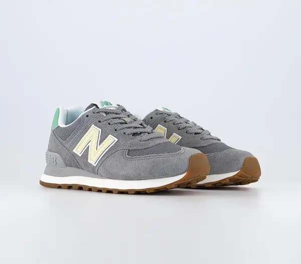 New Balance 574 Trainers Slate Grey Green Offwhite Gum, 4