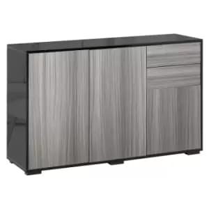 Homcom Side Cabinet With 2 Door Cabinet And 2 Drawer For Home Office Grey Black