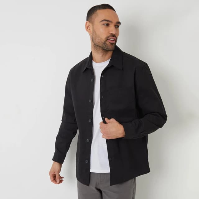 Threadbare Cotton Twill Shacket - Black 2XL