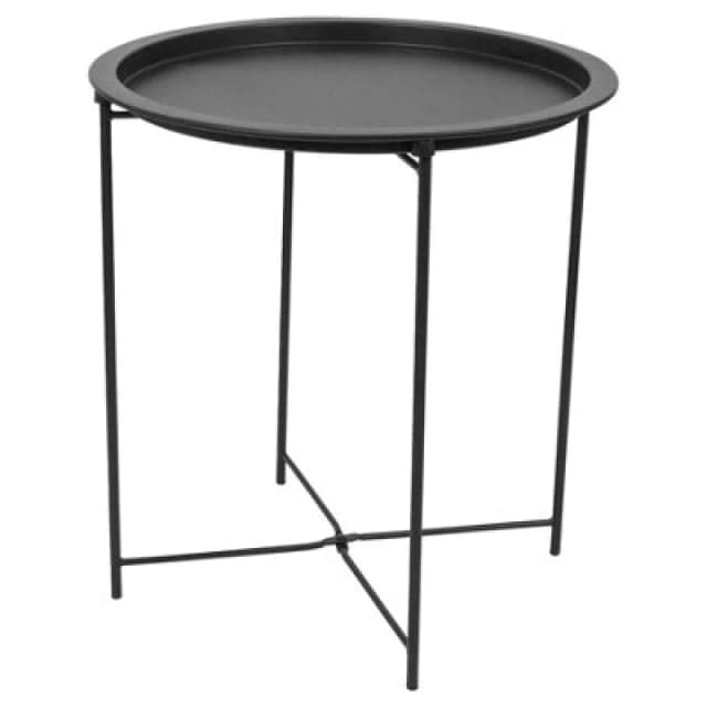 Harbour Housewares Round Steel Tray Table - Matt Black