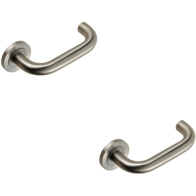 Loops 2x PAIR Round Bar Safety Handle Concealed Fix Round Rose Satin Stainless Steel Metallics