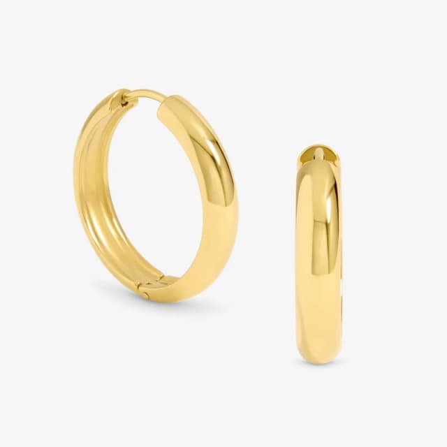 Jon Richard Womens Waterproof Gold Plated Medium Flat Surface Hoop Earrings Gold Female One Size