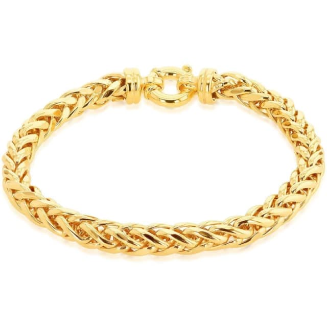 Be You 9ct Gold Large Square Spiga Bracelet Yellow Gold female 8in