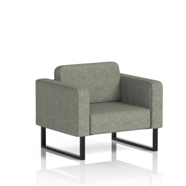 Brixworth Office Armchair with Black Legs in Rivet Fabric - Vitreous