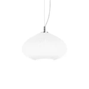 Plisse Globe Dome Pendant Ceiling Light Chrome 25cm