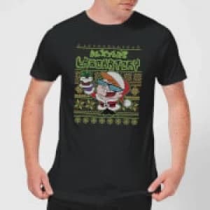 Dexter's Lab Pattern Mens Christmas T-Shirt - Black