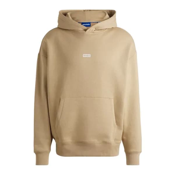 HUGO Blue Nazardo Cotton-Jersey Hoodie - M Beige Hoodies and Sweatshirts male 50510724-269 M